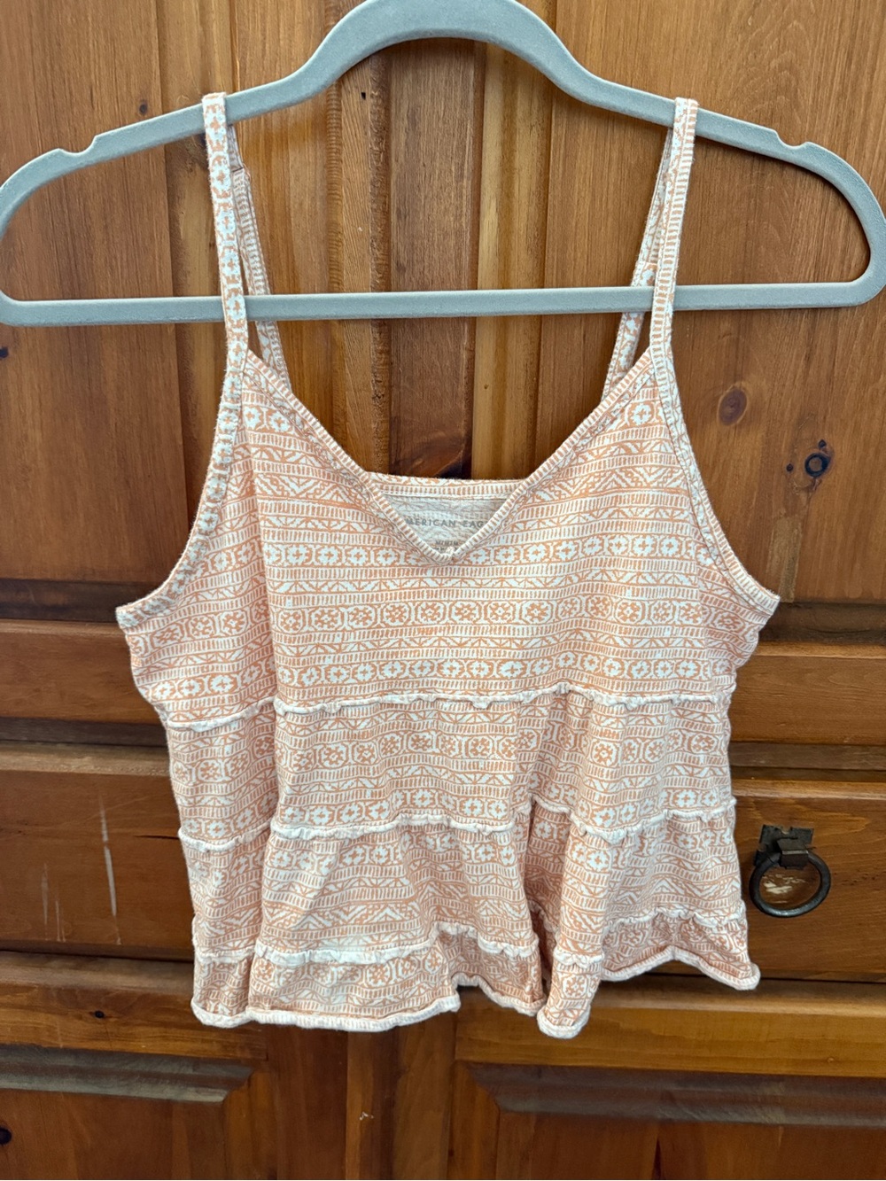 American Eagle Outfitters Peach & Cream Patterned Spaghetti Strap Tank